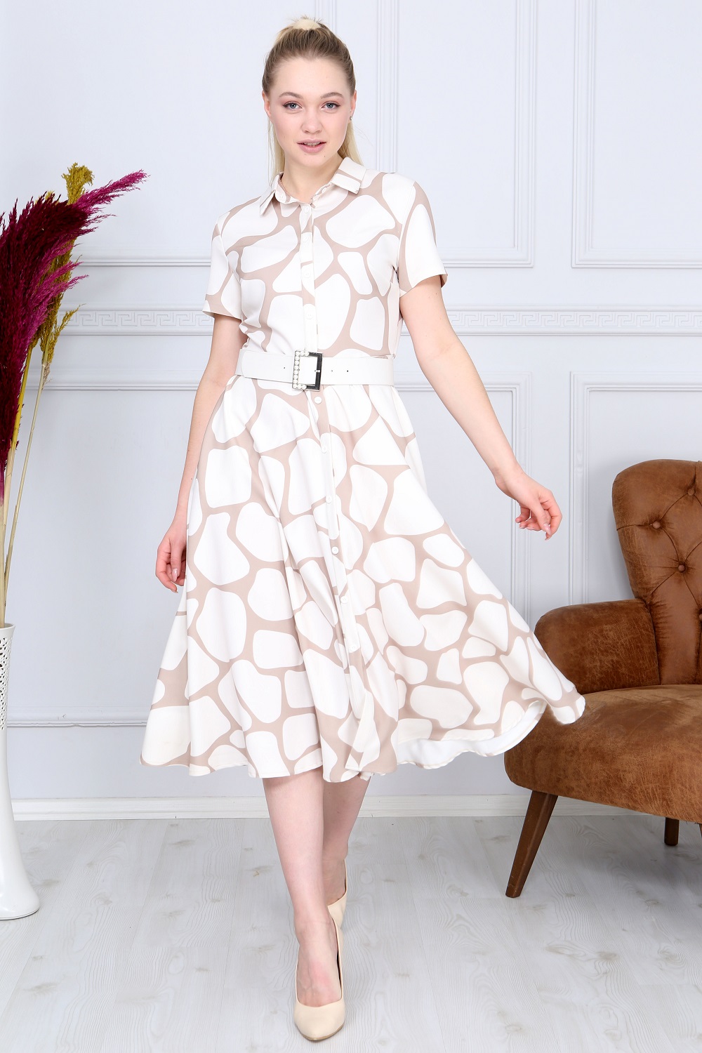 White Patterned French Dress