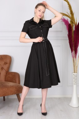Black Basic Collar Dress