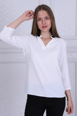 Collar Detailed White Color Blouse