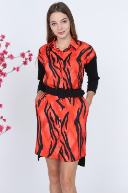 Zebra Pattern Red Dress