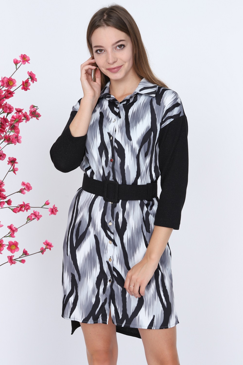 Zebra Pattern Gray Dress