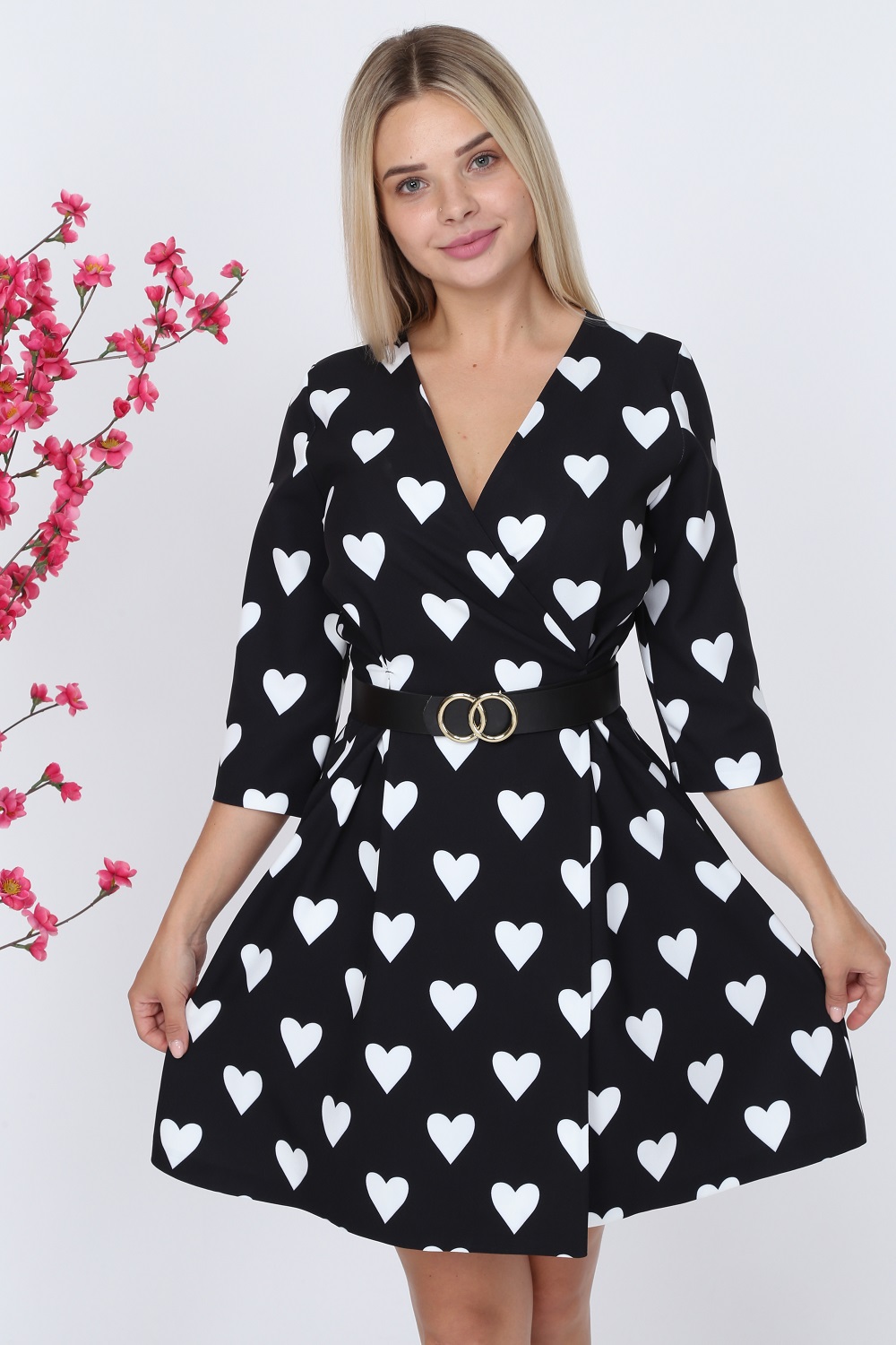 Heart Pattern Black Color Dress