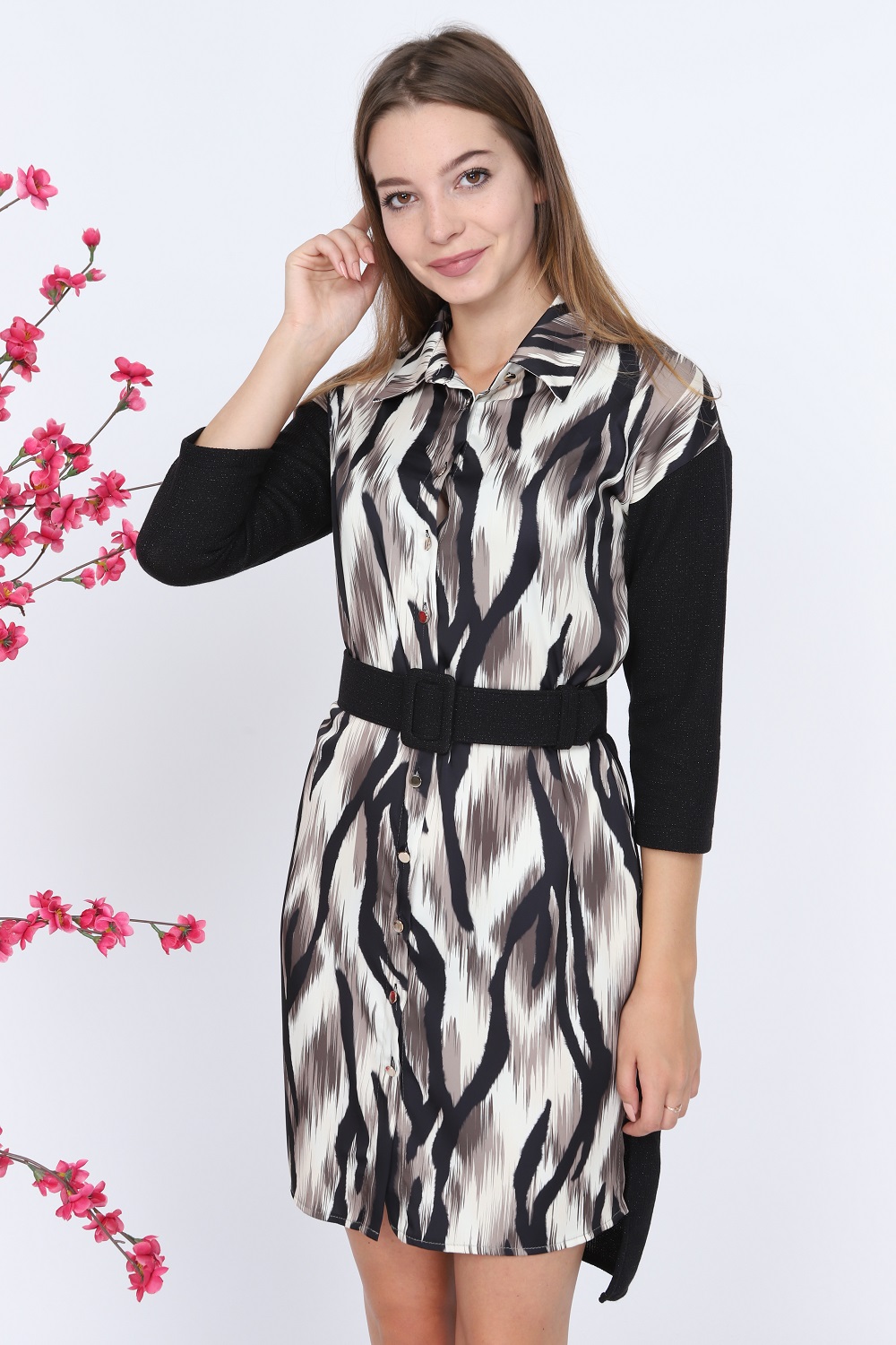Zebra Pattern Beige Dress